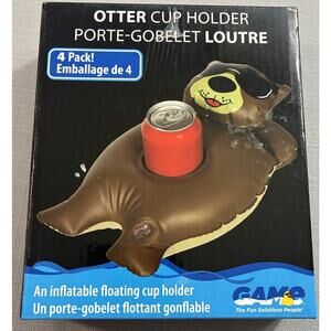 Otter Inflatable Floating Cup Holder 4 Pack Pool Lake Drink Float